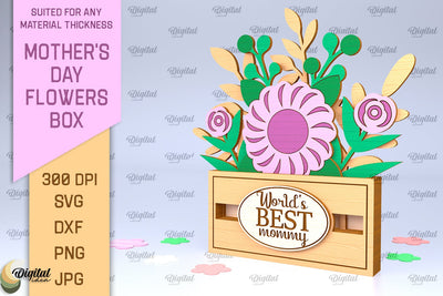 Mother's Day Flowers Box Laser Cut. Flower Bouquet SVG SVG Evgenyia Guschina 