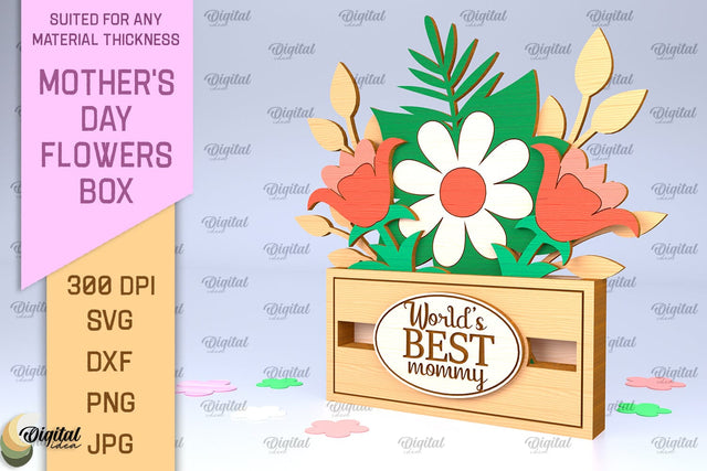 Mother's Day Flowers Box Laser Cut. Flower Bouquet SVG SVG Evgenyia Guschina 