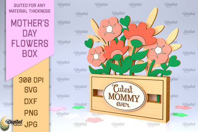 Mother's Day Flowers Box Laser Cut. Flower Bouquet SVG SVG Evgenyia Guschina 