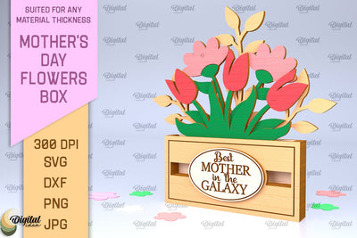 Mother's Day Flowers Box Laser Cut. Flower Bouquet SVG SVG Evgenyia Guschina 