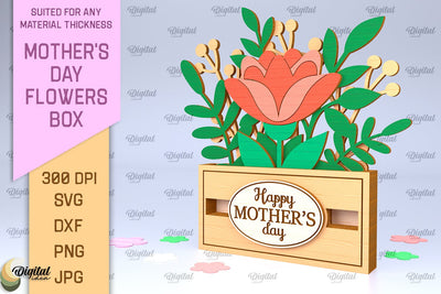 Mother's Day Flowers Box Laser Cut. Flower Bouquet SVG SVG Evgenyia Guschina 
