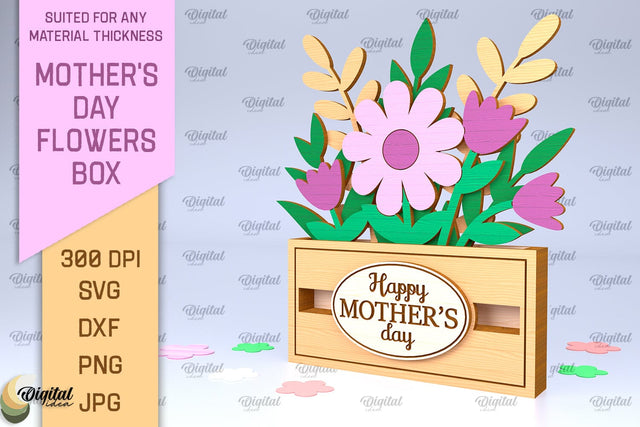 Mother's Day Flowers Box Laser Cut. Flower Bouquet SVG SVG Evgenyia Guschina 