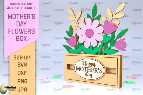 Mother's Day Flowers Box Laser Cut. Flower Bouquet SVG SVG Evgenyia Guschina 