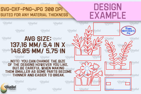 Mother's Day Flowers Box Laser Cut. Flower Bouquet SVG SVG Evgenyia Guschina 