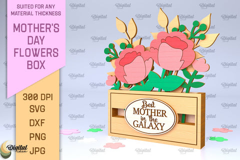 Mother's Day Flowers Boxes Laser Cut Bundle. Flower Bouquets SVG SVG Evgenyia Guschina 