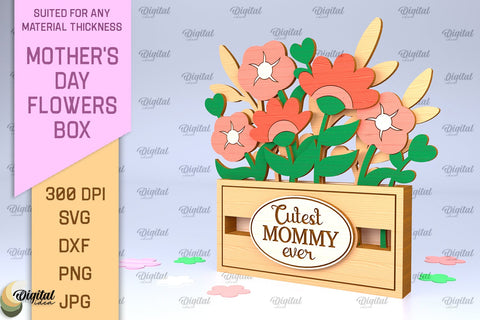 Mother's Day Flowers Boxes Laser Cut Bundle. Flower Bouquets SVG SVG Evgenyia Guschina 