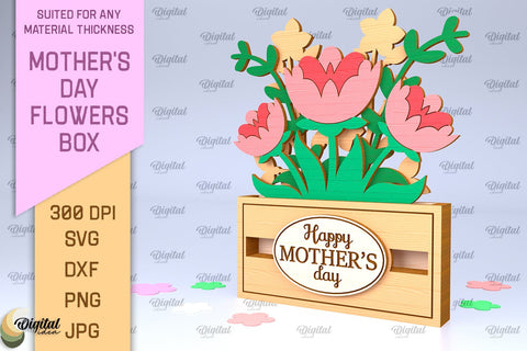 Mother's Day Flowers Boxes Laser Cut Bundle. Flower Bouquets SVG SVG Evgenyia Guschina 