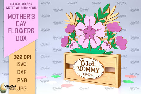 Mother's Day Flowers Boxes Laser Cut Bundle. Flower Bouquets SVG SVG Evgenyia Guschina 