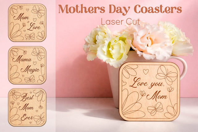 Mothers Day flowers coasters svg, Mom day gift laser cut SVG AnastasiyaArtDesign 