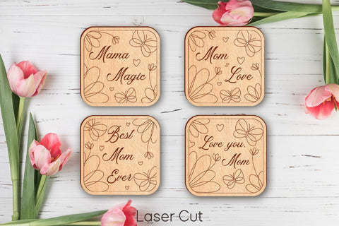 Mothers Day flowers coasters svg, Mom day gift laser cut SVG AnastasiyaArtDesign 