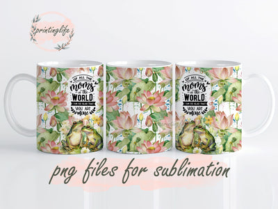Mother's Day Frog Mom Floral Mug Wrap Design, Instant Digital Design Download Mug Wrap Design, Mug Design PNG Sublimation PrintingLife 