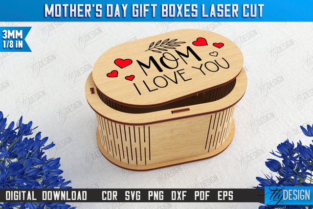 Mother's Day Gift Box Laser Cut | Wooden Gift Box | Storage Box | Jewelry Box | CNC File SVG Fly Design 