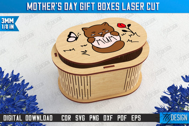 Mother's Day Gift Box Laser Cut | Wooden Gift Box | Storage Box | Jewelry Box | CNC File SVG Fly Design 
