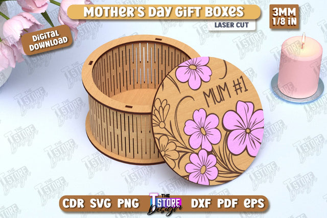 Mother's Day Gift Box | Wooden Gift Box | Storage Box | Jewelry Box | CNC File SVG The T Store Design 