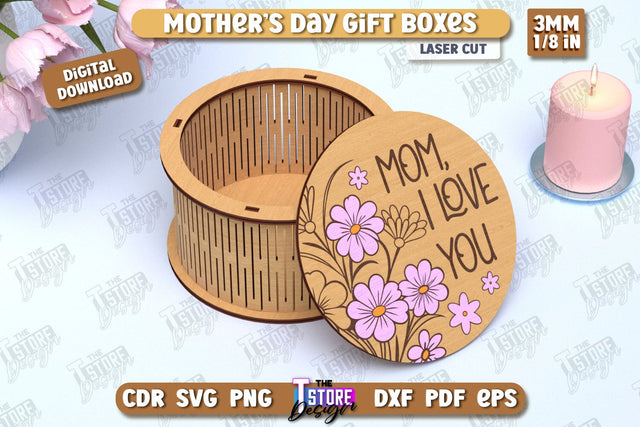 Mother's Day Gift Box | Wooden Gift Box | Storage Box | Jewelry Box | CNC File SVG The T Store Design 
