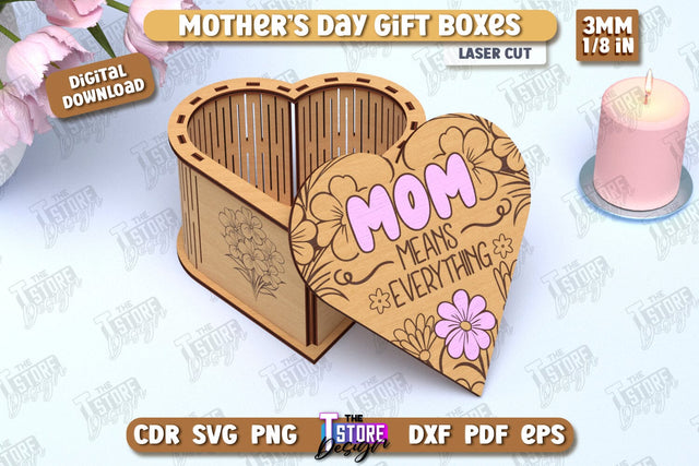 Mother's Day Gift Box | Wooden Gift Box | Storage Box | Jewelry Box | CNC File SVG The T Store Design 