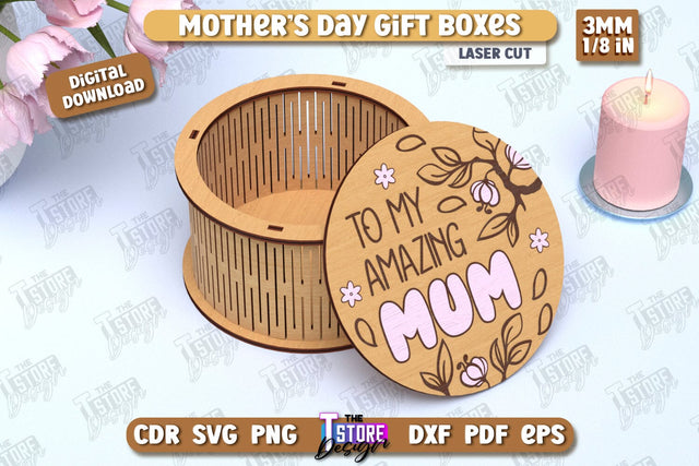 Mother's Day Gift Box | Wooden Gift Box | Storage Box | Jewelry Box | CNC File SVG The T Store Design 