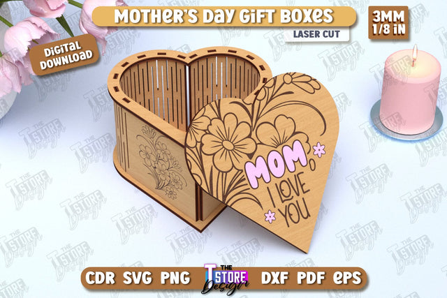 Mother's Day Gift Box | Wooden Gift Box | Storage Box | Jewelry Box | CNC File SVG The T Store Design 