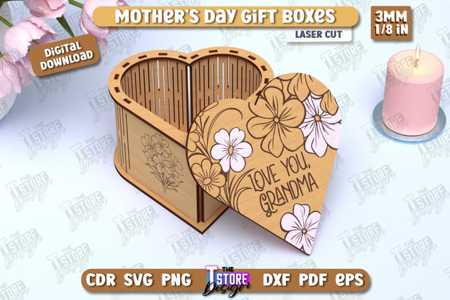 Mother's Day Gift Box | Wooden Gift Box | Storage Box | Jewelry Box | CNC File SVG The T Store Design 