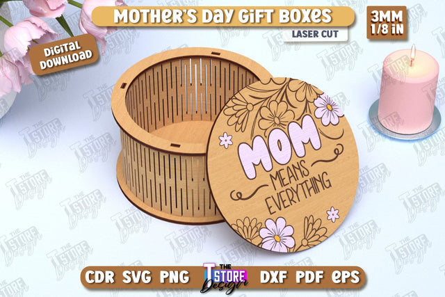 Mother's Day Gift Box | Wooden Gift Box | Storage Box | Jewelry Box | CNC File SVG The T Store Design 