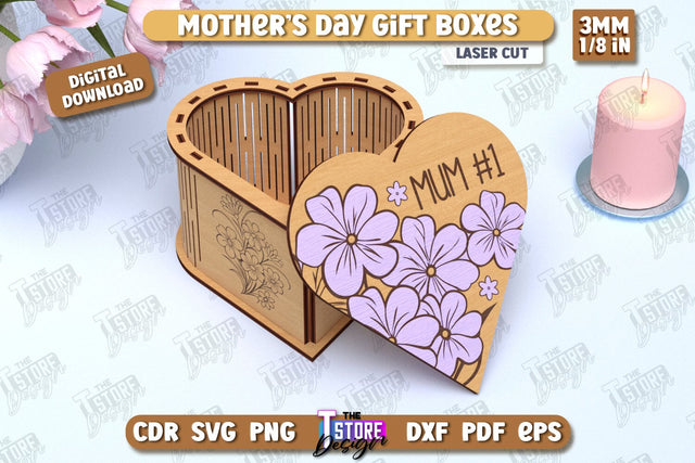 Mother's Day Gift Box | Wooden Gift Box | Storage Box | Jewelry Box | CNC File SVG The T Store Design 