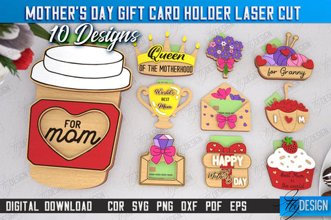 Mother's Day Gift Card Holder Bundle | Gift Idea | Greeting Cards | CNC Files SVG Fly Design 