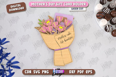 Mother's Day Gift Card Holder | Gift Idea | Greeting Card | CNC File SVG The T Store Design 