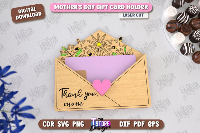 Mother's Day Gift Card Holder | Gift Idea | Greeting Card | CNC File SVG The T Store Design 