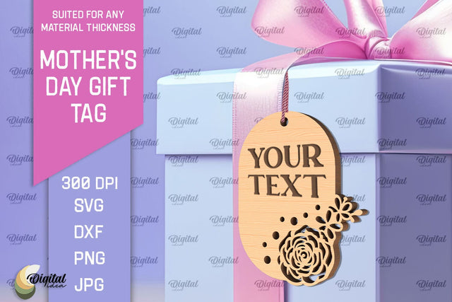 Mother's Day Gift Tag Laser Cut. Gift Hang Tag SVG SVG Evgenyia Guschina 