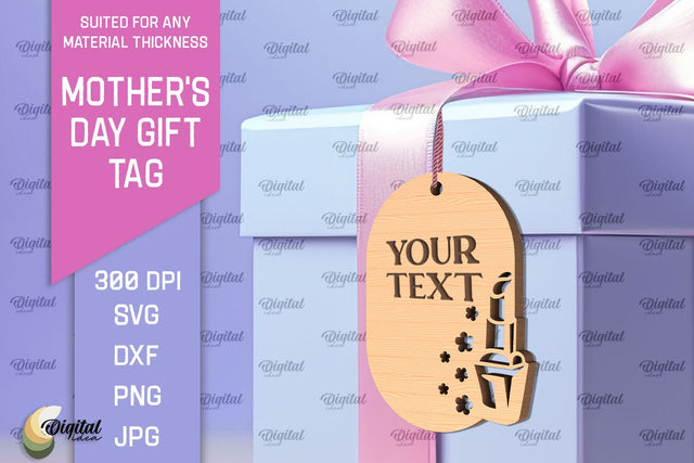 Mother's Day Gift Tag Laser Cut. Gift Hang Tag SVG SVG Evgenyia Guschina 
