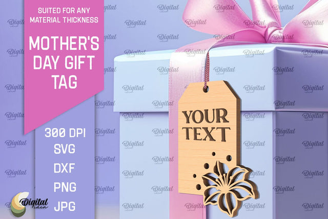 Mother's Day Gift Tag Laser Cut. Gift Hang Tag SVG SVG Evgenyia Guschina 