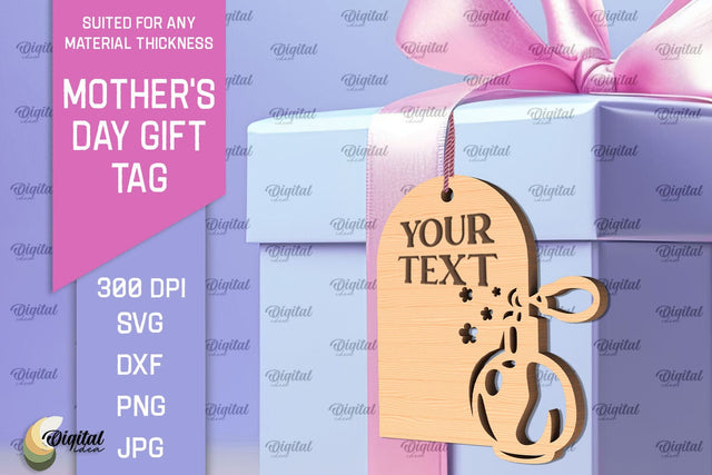 Mother's Day Gift Tag Laser Cut. Gift Hang Tag SVG SVG Evgenyia Guschina 