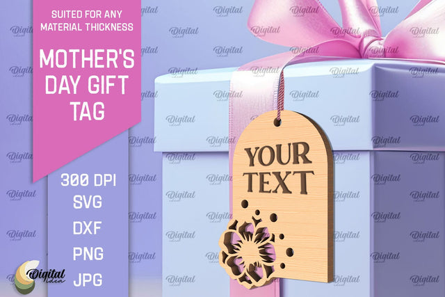 Mother's Day Gift Tag Laser Cut. Gift Hang Tag SVG SVG Evgenyia Guschina 