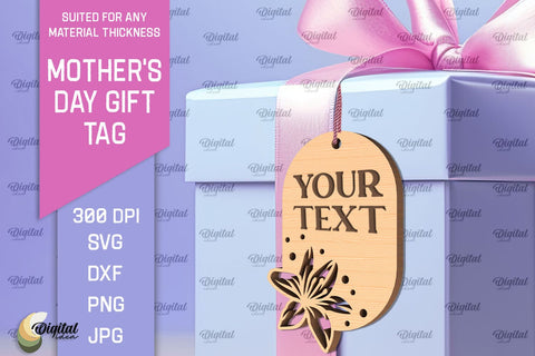 Mother's Day Gift Tag Laser Cut. Gift Hang Tag SVG SVG Evgenyia Guschina 