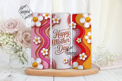 Mother's Day Glitter Floral 20oz Tumbler Sublimation sassyprint 