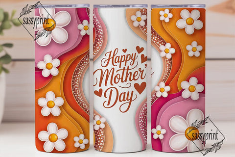 Mother's Day Glitter Floral 20oz Tumbler Sublimation sassyprint 