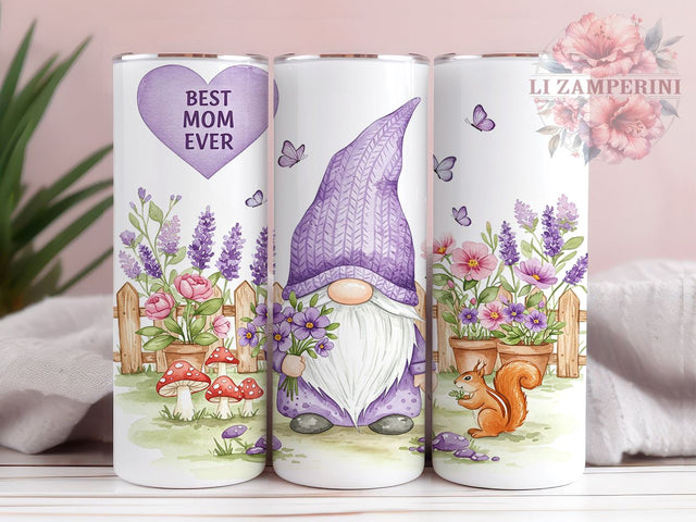 Mother's Day Gnome 20oz Tumbler, Gnome Sublimation Wrap, 20oz Gnome Design, Cute Gnome Gift, Custom Mother's Day Drinkware, Floral Gnome Tumbler, Spring Gnome Decor Sublimation Li Zamperini 