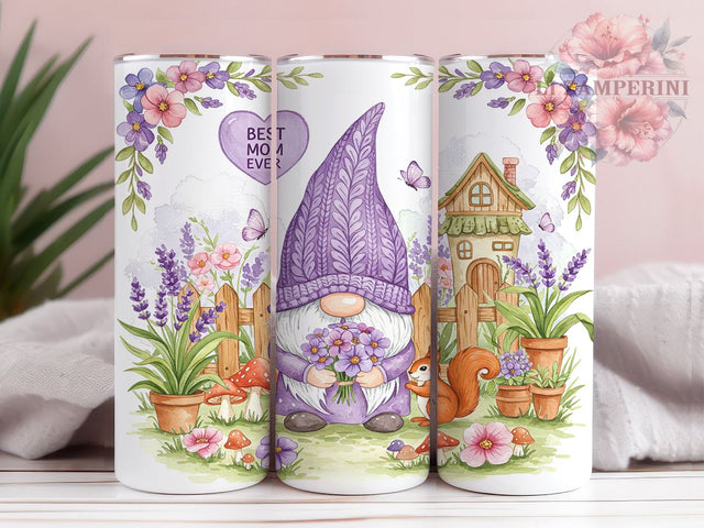 Mother's Day Gnome 20oz Tumbler, Gnome Sublimation Wrap, 20oz Gnome Design, Cute Gnome Gift, Custom Mother's Day Drinkware, Floral Gnome Tumbler, Spring Gnome Decor Sublimation Li Zamperini 