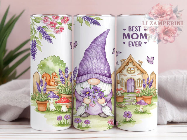 Mother's Day Gnome 20oz Tumbler, Gnome Sublimation Wrap, 20oz Gnome Design, Cute Gnome Gift, Custom Mother's Day Drinkware, Floral Gnome Tumbler, Spring Gnome Decor Sublimation Li Zamperini 