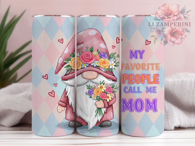 Mother's Day Gnome Flower Tumbler, Gnome Flower Tumbler Wrap, 20oz Sublimation Tumbler, Mom Gift Tumbler, Cute Gnome Design, Floral Mom Tumbler, Mother's Day Quote Tumbler Sublimation Li Zamperini 
