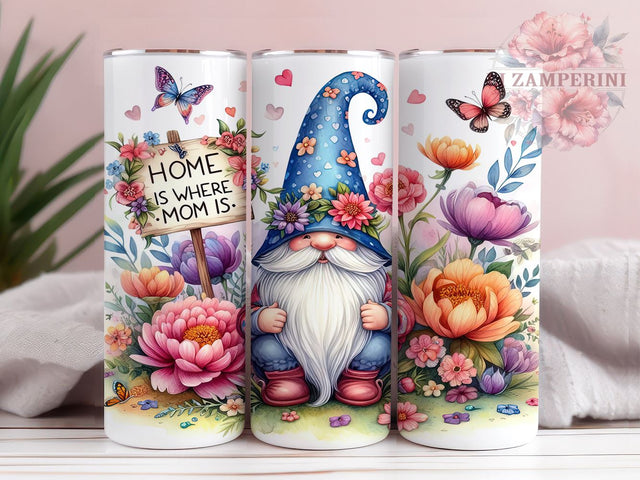 Mother's Day Gnome, Home is Where Mom Is, Gnome Tumbler, 20oz Sublimation, PNG Tumbler, Mom Gift, Mother's Day Gift, Cute Gnome Design Sublimation Li Zamperini 