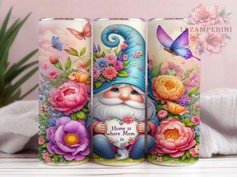 Mother's Day Gnome, Home is Where Mom Is, Gnome Tumbler, 20oz Sublimation, PNG Tumbler, Mom Gift, Mother's Day Gift, Cute Gnome Design Sublimation Li Zamperini 