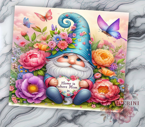 Mother's Day Gnome, Home is Where Mom Is, Gnome Tumbler, 20oz Sublimation, PNG Tumbler, Mom Gift, Mother's Day Gift, Cute Gnome Design Sublimation Li Zamperini 