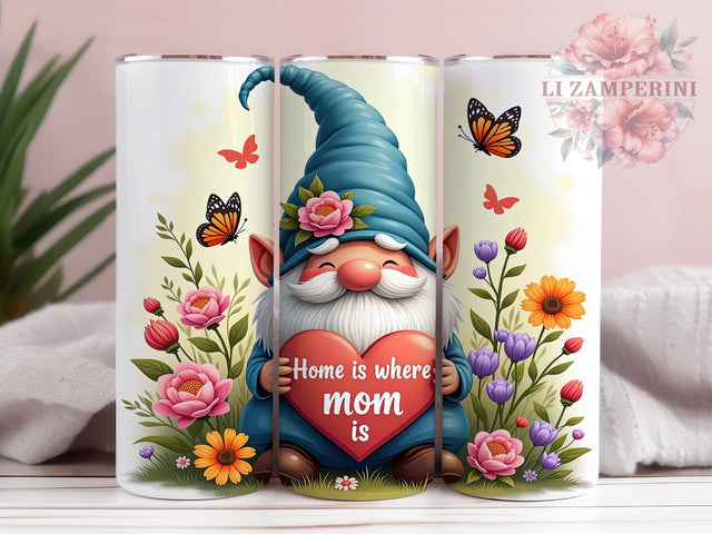 Mother's Day Gnome, Home is Where Mom Is, Gnome Tumbler, 20oz Sublimation, PNG Tumbler, Mom Gift, Mother's Day Gift, Cute Gnome Design Sublimation Li Zamperini 