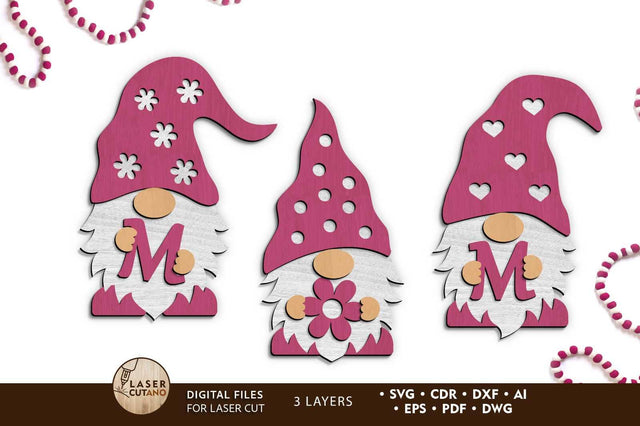 Mother's Day Gnomes Multilayer Templates SVG LaserCutano 