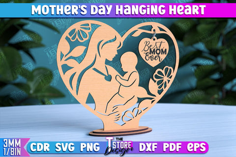 Mother's Day Hanging Heart Bundle | Gift for Granny | Happy Mother's Day | CNC File SVG The T Store Design 