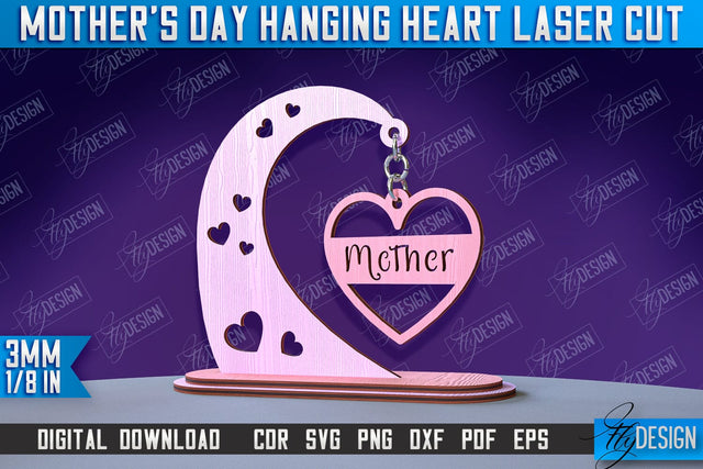 Mother's Day Hanging Heart | Gift for Granny | Happy Mother's Day | CNC File SVG Fly Design 