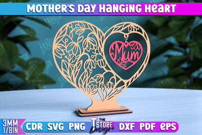 Mother's Day Hanging Heart | Gift for Granny | Happy Mother's Day | CNC File SVG The T Store Design 