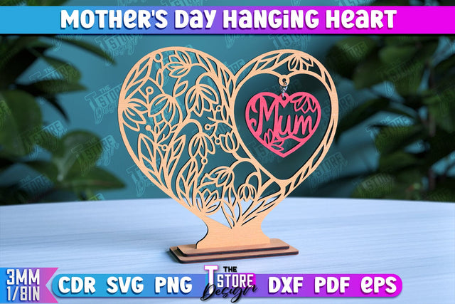 Mother's Day Hanging Heart | Gift for Granny | Happy Mother's Day | CNC File SVG The T Store Design 