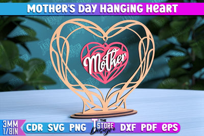 Mother's Day Hanging Heart | Gift for Granny | Happy Mother's Day | CNC File SVG The T Store Design 